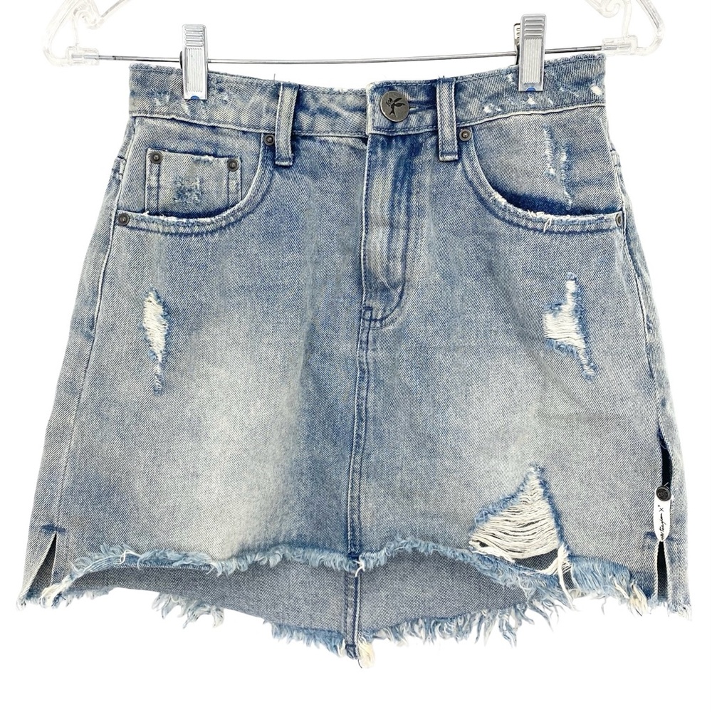 One x Oneteaspoon Denim Mini Skirt Distressed Size 26
